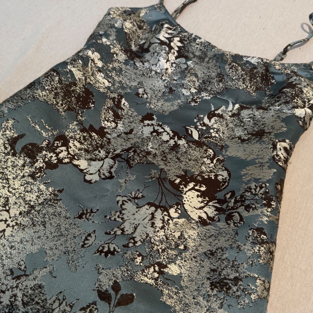 Urban Outfitters Metallic Floral Cocktail Dress Size M Jacquard Party Mini Y2K